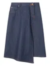 Tory Burch Asymmetric Denim Skirt In Blue