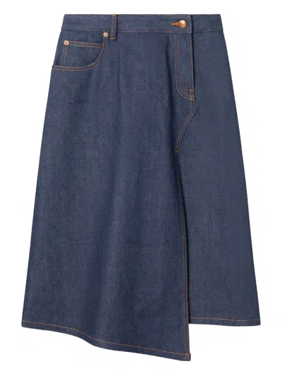 Tory Burch Asymmetric Denim Skirt In Blue