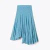 Tory Burch Asymmetric Jersey Skirt In Blue Multi Striped Luxe Mercerized
