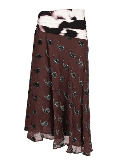 Tory Burch Asymmetric Velvet Skirt Skirts Brown