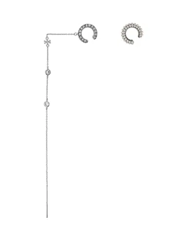 Tory Burch Asymmetrical Earrings In Silver