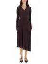 Tory Burch Asymmetrical Midi Dress In Black