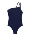 Tory Burch Blue One-shoulder Swimsuit With U-neck On The Back In Tech Fabric Woman In Black