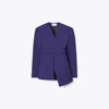 Tory Burch Asymmetrical Piqué Wrap Jacket In Purple
