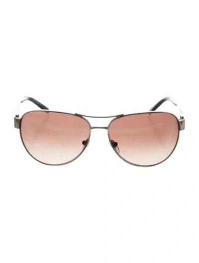 Pre-owned Tory Burch Aviator Gradient Sunglasses In Brown/metallic