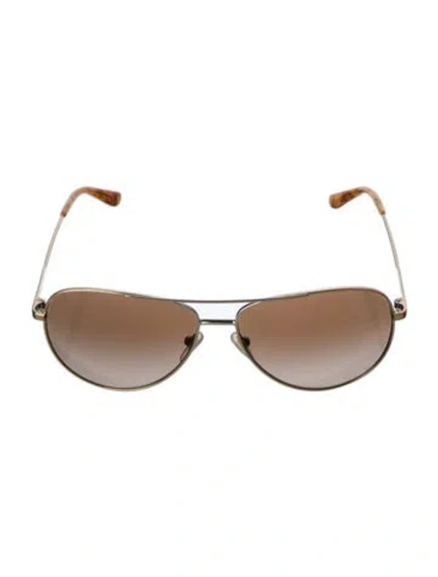 Pre-owned Tory Burch Aviator Gradient Sunglasses In Gold
