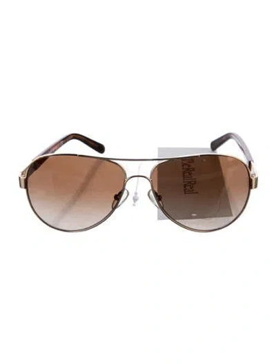Pre-owned Tory Burch Aviator Gradient Sunglasses In Gold