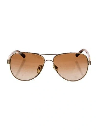 Pre-owned Tory Burch Aviator Gradient Sunglasses In Gold