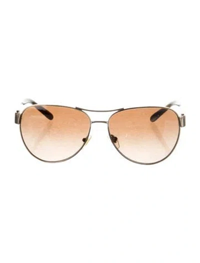 Pre-owned Tory Burch Aviator Gradient Sunglasses In Gold