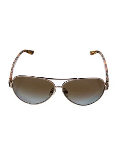 Pre-owned Tory Burch Aviator Gradient Sunglasses In Gold