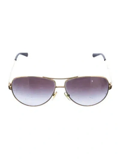 Pre-owned Tory Burch Aviator Gradient Sunglasses In Gold