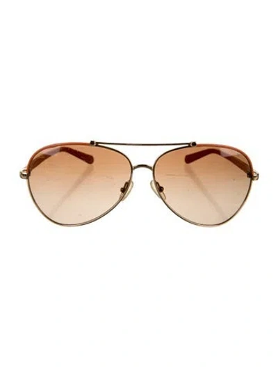 Pre-owned Tory Burch Aviator Gradient Sunglasses In Gold/orange