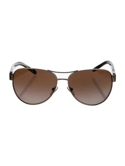 Pre-owned Tory Burch Aviator Gradient Sunglasses In Silver