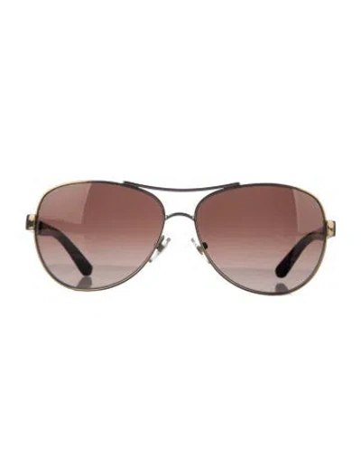 Pre-owned Tory Burch Aviator Mirrored Sunglasses In Black