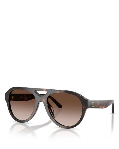 Tory Burch Aviator Sunglasses, 55mm In Gold