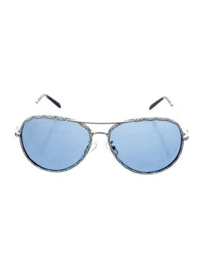 Pre-owned Tory Burch Aviator Tinted Sunglasses In Blue