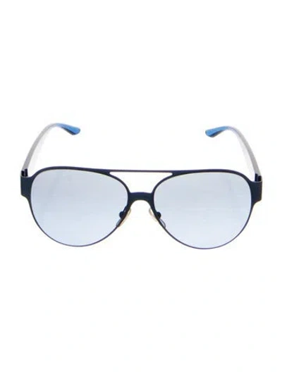 Pre-owned Tory Burch Aviator Tinted Sunglasses In Blue