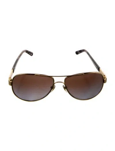 Pre-owned Tory Burch Aviator Tinted Sunglasses In Gold