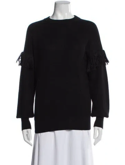 Pre-owned Tory Burch Baby Alpaca Crew Neck Sweater In Black