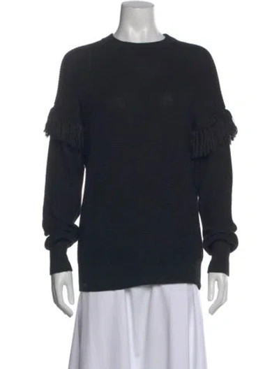 Pre-owned Tory Burch Baby Alpaca Crew Neck Sweater In Black