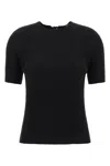 Tory Burch Ribbed Short-sleeve Pullover With Ties And Open Back In Black