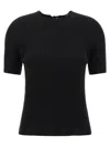 Tory Burch Ribbed Short-sleeve Pullover With Ties And Open Back In Black