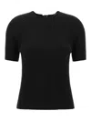 Tory Burch Ribbed Short-sleeve Pullover With Ties And Open Back In Black
