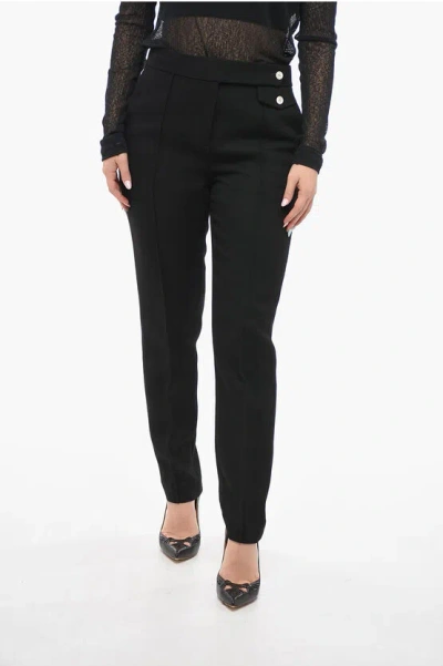Tory Burch Back-pleated Cropped Fit Pants In Black