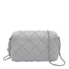 Tory Burch Fleming Grey Diamond Quilted Shoulder Bag With Chain-link Shoulder Strap In Leather Woman