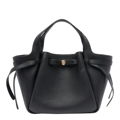 Tory Burch Romy Pebbled Satchel Purse In Black