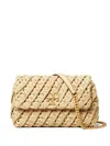 Tory Burch Kira Woven Raffia Convertible Shoulder Bag In Nude