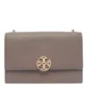 Tory Burch Miller Black Leather Crossbody Bag In Beige