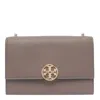 Tory Burch Miller Black Leather Crossbody Bag In Beige
