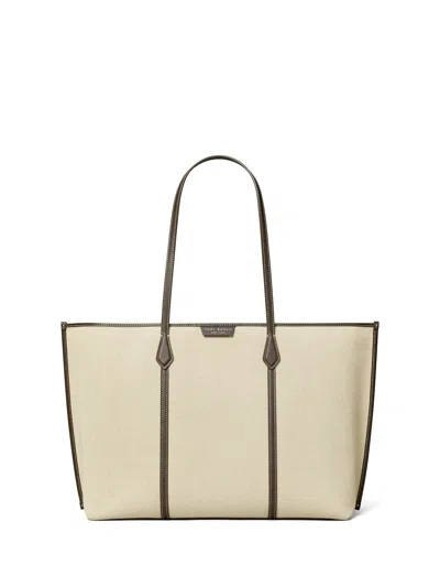 Tory Burch Perry Canvas Tote Bag Work Style In Nude