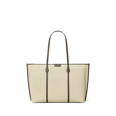 Tory Burch Perry Canvas Tote Bag Work Style In Nude