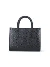 Tory Burch T Monogram Embossed Tote In Black