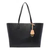 Tory Burch Perry Triple Compartment Leather Tote In Black