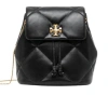 Tory Burch Kira Black Backpack With Metallic Logo Plate On The Front In Quilted Leather Woman In Black