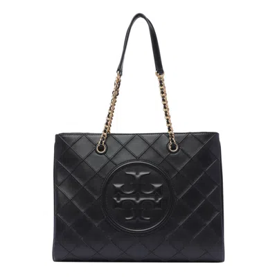 Tory Burch Fleming Leather Tote In Black
