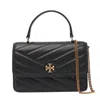 Tory Burch Logo Plaque Foldover Top Shoulder Bag In Black