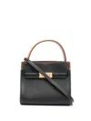 Tory Burch Grained Leather Bag With Suede Panels In Black