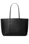 Tory Burch Black Cow Leather Cotton Shoulder Bag In Nero