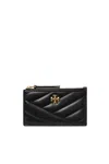 Tory Burch Kira Chevron Zip Card Case Black In Nero