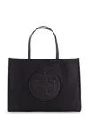 Tory Burch Black Tote With Circular Logo And Functional Design In Black