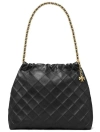 Tory Burch Fleming Black Shoulder Bag With Chain-link Shoulder Strap And Double T Motif In Grained Leather Woma