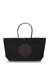 Tory Burch Ella Twisted Black Tote Bag With Logo On The Front In Ecoleather Woman