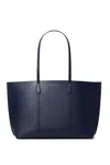 Tory Burch Mini Zipper Pouch Handbag With Leather Shoulder Straps In Blue