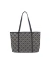 Tory Burch Perry T Monogram Jacquard Triple Compartment Tote In Blue