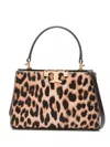 Tory Burch Mini Leather Handbag With Animal Pattern In Brown