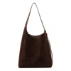 Tory Burch Romy Suede Hobo Bag Dark Cocoa In Brown